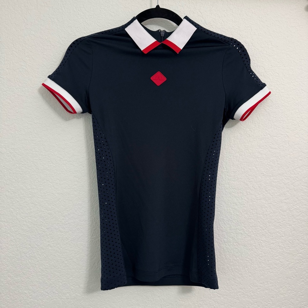 J. Lindeberg Navy and Red Polo Shirt